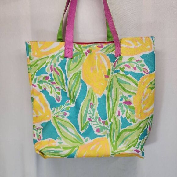 Lily Pulitzer For Estee Lauder Tropical Lemon Print Large Tote Bag - Picture 3 of 12